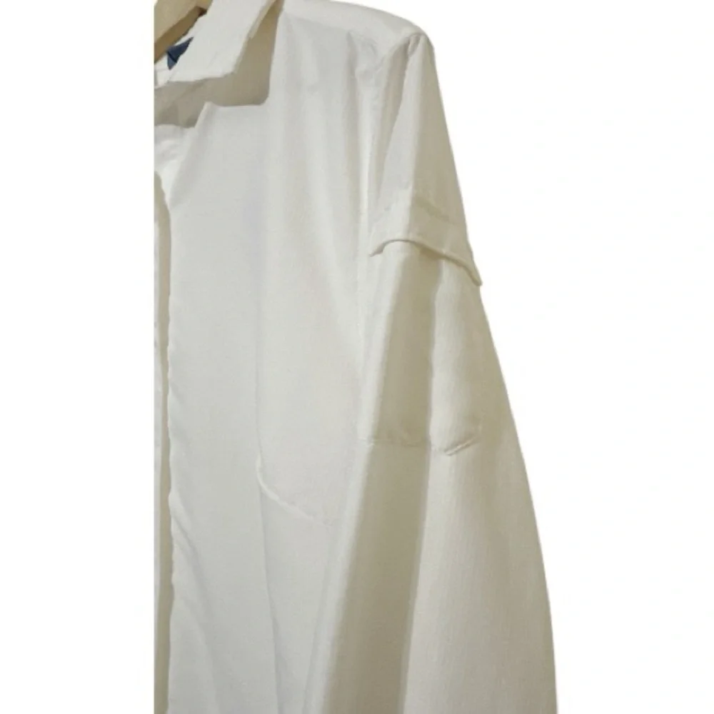 Duluth Trading Co White Ripstop Performance Button Up Shirt Women's Large L Tech - Picture 5 of 8
